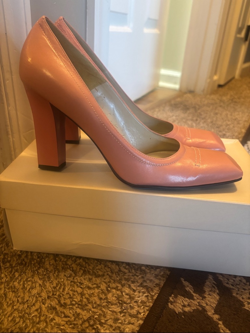 BCBGirls Coral Pink Block Heel Pumps - Picture 2 of 2